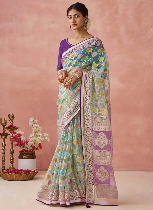 Brasso Purple Festival Wear Printed Saree